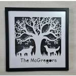 Personalised Family Tree Frame With 2-8 Names & Pets. Framed Paper Craft Wall Art. New Baby Gift, We