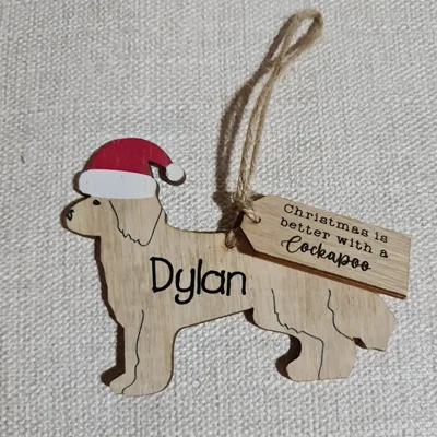 Wooden Cockapoo Christmas Tree Decorations