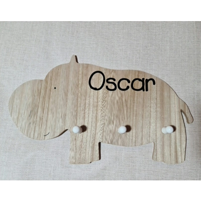 Hippo Coat Hanger. Safari Nursery, Children's Bedroom Wall Hooks