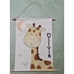 Personalised Childrens Gift. Safari Wall Art. Lion Or Giraffe Tapestry. New Baby Gift, First Birthda