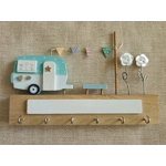 Personalised Wooden Key Holder, Caravan and Bunting Cute Key Storage. Personalised Family Gift, Birt