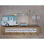 Personalised Wooden Key Holder, Caravan and Bunting Cute Key Storage. Personalised Family Gift, Birt