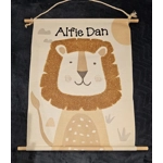 Personalised Childrens Gift. Safari Wall Art. Lion Or Giraffe Tapestry. New Baby Gift, First Birthda