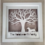 Personalised Family Tree Frame With 2-8 Names & Pets. Framed Paper Craft Wall Art. New Baby Gift, We