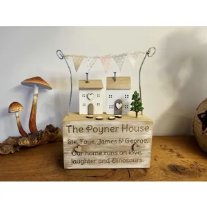 Wooden Family Home Ornament. Beautiful Engraved Christmas Present/  Birthday Present Fo