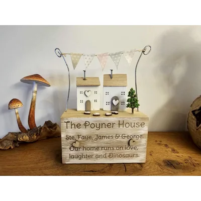 Wooden Family Home Ornament. Beautiful Engraved Christmas Present/  Birthday Present Fo