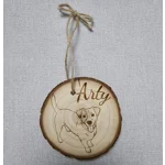 Engraved Log Slice. Your Pet As Line Art Engraved On Wood. Dog Bauble, Cat Hanging