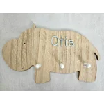 Childrens Wall Hooks. Wooden Hippo Wall Hanging With Any Name. Perfect Gift For A Safar