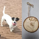 Engraved Log Slice. Your Pet As Line Art Engraved On Wood. Dog Bauble, Cat Hanging