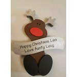 Large Wooden Reindeer Hand Painted Ornament