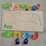 Children's Wooden Jigsaw. Dinosaur / Crocodile ECO Birthday Gift