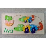 Children's Wooden Jigsaw. Dinosaur / Crocodile ECO Birthday Gift