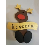 Large Wooden Reindeer Hand Painted Ornament