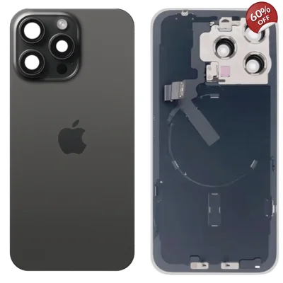 Original iPhone 15 Pro Max Glass Battery Back Cover with Flash Bracket + Wireless Charging Module