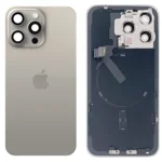 Original iPhone 15 Pro Max Glass Battery Back Cover with Flash Bracket + Wireless Charging Module