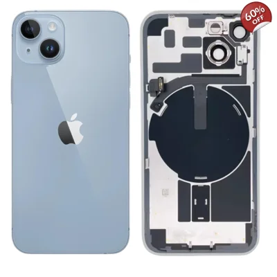 Original iPhone 14 Plus Glass Battery Back Cover with Flash Bracket + Wireless Charging Module