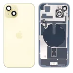 Original iPhone 15 Plus Glass Battery Back Cover with Flash Bracket + Wireless Charging Module
