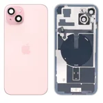 Original iPhone 15 Plus Glass Battery Back Cover with Flash Bracket + Wireless Charging Module