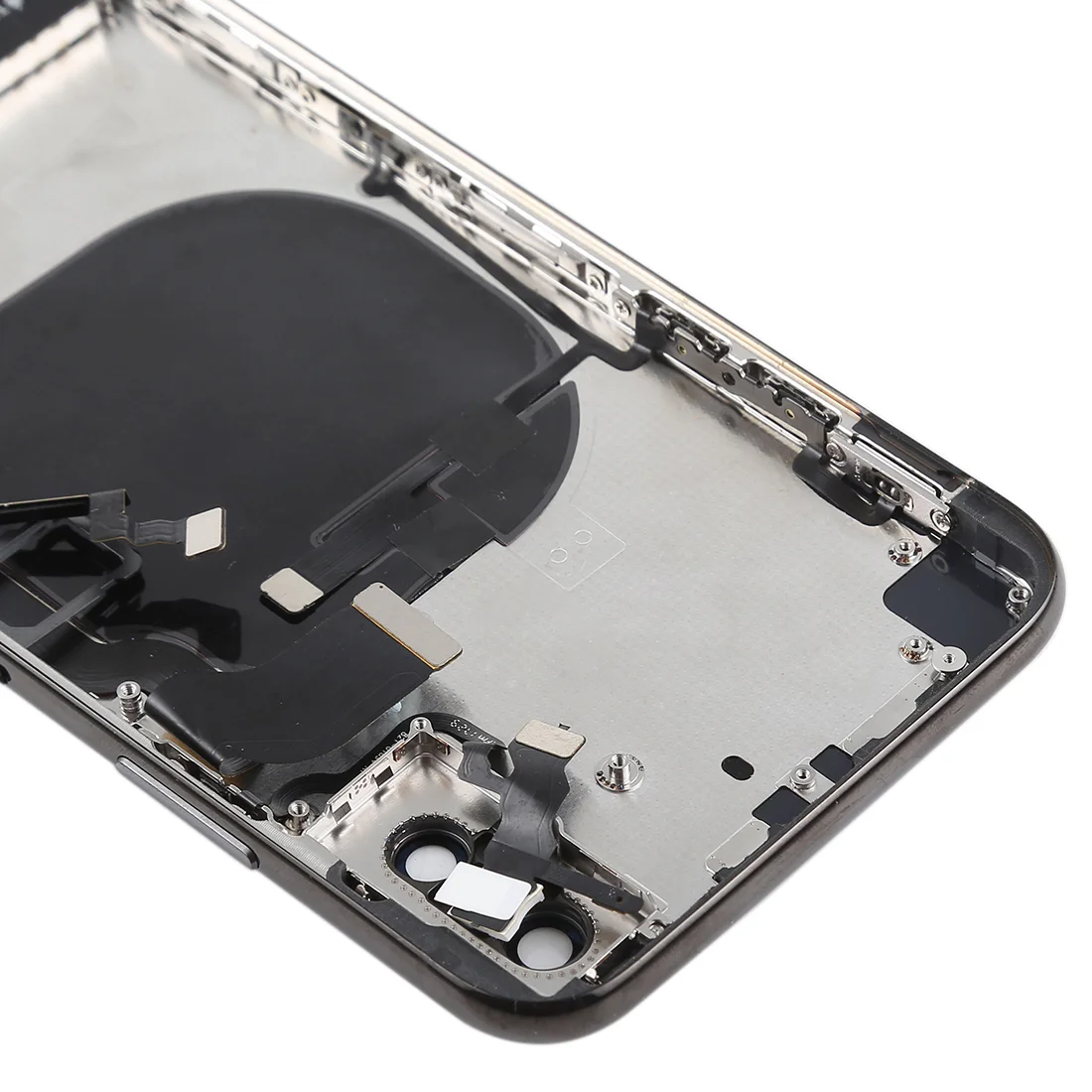 Original Full Body Housing for iPhone X (with Side Keys & Speaker Ringer Buzzer & Motor & Camera Lens & Card Tray & Power Button + Volume Button + Charging Port + Signal Flex Cable & Wireless Charging Module) by Appleproductsfix.com