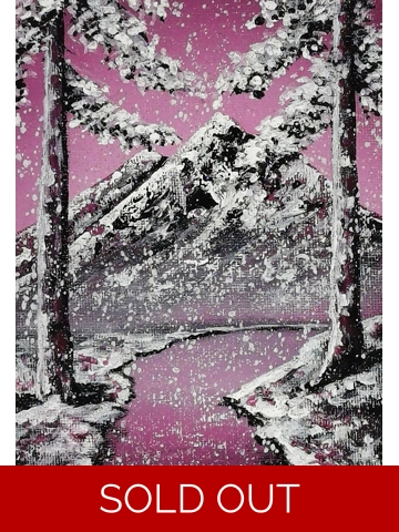 Burgundy Winter, Original Acrylic Painting