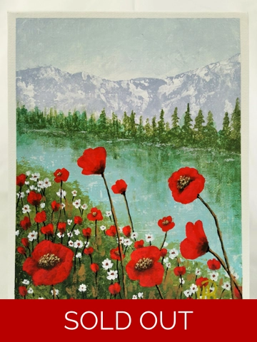 Poppies By The River,Original Acrylic Painting