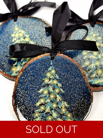 Christmas Light Ornaments, Acrylic On Wood