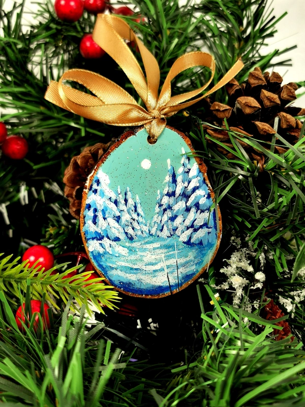 Winter DayOrnaments, Acrylic On Wood
