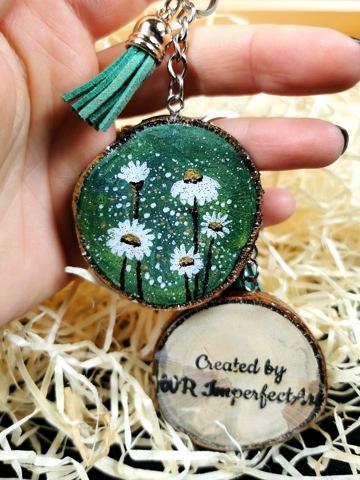 Daisy Keychains, Acrylic On Wood