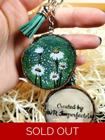 Daisy Keychains, Acrylic On Wood