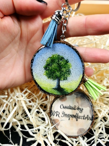 Magic Tree Keychain, Acrylic On Wood