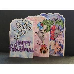 Christmas Mice Card – Happy Christmas 3D Layered Handmade Greeting Card - 5.5
