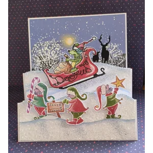 Doofus and the Christmas Crew – Handmade 6×6 Christmas Stepper Card by Angie Davis