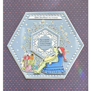 Doofus’s Christmas Feast – Funny Handmade Hexagon Christmas Card by Angie Davis