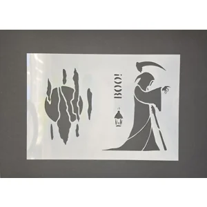 Grim Reaper + Full Moon & Wispy Clouds – Combined A5 Mylar Stencil