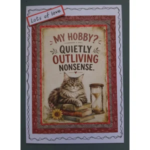 Funny Cat Greeting Card – Quietly Outliving Nonsense | AngiesHappyHobby