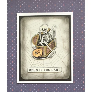 Open If You Dare – Handmade Halloween Skeleton Card | Angie Davis