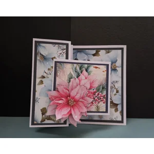 Pink Poinsettia & Blue Floral Design - 7