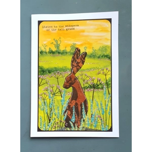Whispers of the Tall Grass – Handmade Nature-Themed Hare Card by AngieD