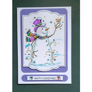 Winter Whimsy Snowman – Handmade Christmas Greeting Card by AngieD