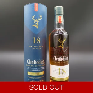 Glenfiddich 18 Year Old small batch single malt whisky + gift box.