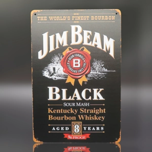 Jim Beam Black aged 8 Years Kentucky Straight Bourbon Retro Vintage Nostalgia Style Tin Sign 20x30cm