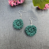 Crochet Earrings Green/Silver