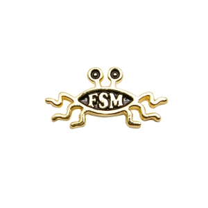 Shapely Flying Spaghetti Monster Lapel Pin in gold