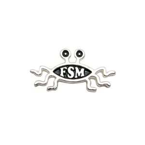 Shapely Flying Spaghetti Monster Lapel Pin in silver