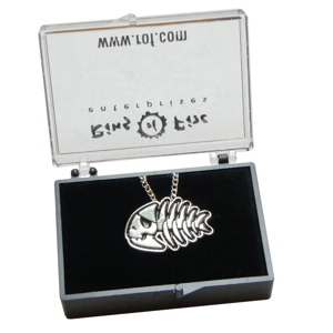 Jolly Pirate Fish Necklace – Bright Silver Finish Skeleton Pendant