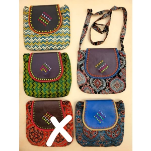 Kutch Leather & Mashru Silk Sling Bag.