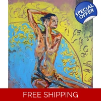 Abstract colourful figurative nud..