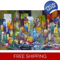 Colourful city New York skyline 825