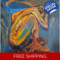 Colourful figurative nude in a bo..