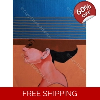 Lady in blue hat abstract portrai..